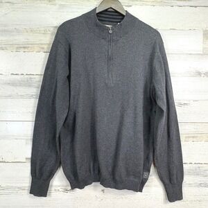 Linksoul Mens L Gray Cotton Cashmere 1/4 Zip Golf Sweater‎ Tempus Fugit Size L